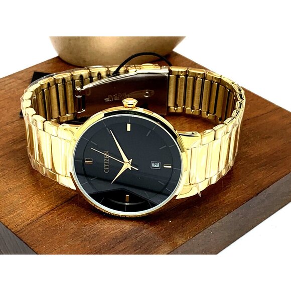 Citizen Men's Watch BI5012-53E Quartz Gold Tone Stainless Steel Black Dial 40mm - Picture 8 of 13